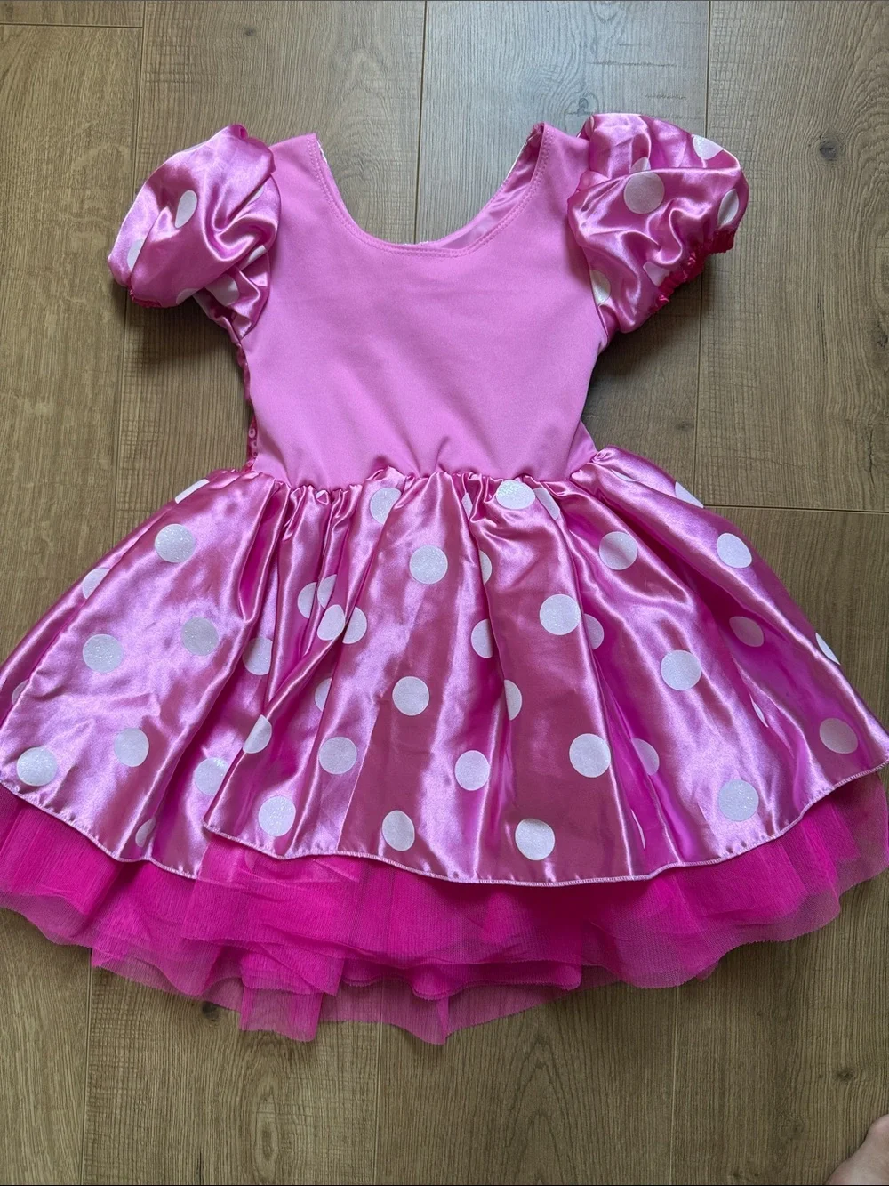 Girls Minnie Mouse Pink Polka Dot Tulle Costume Dress